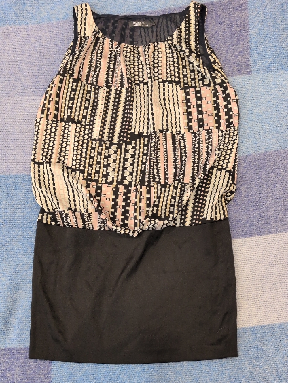 Wanko Black and Pink Patterned Pencil Skirt Dress
